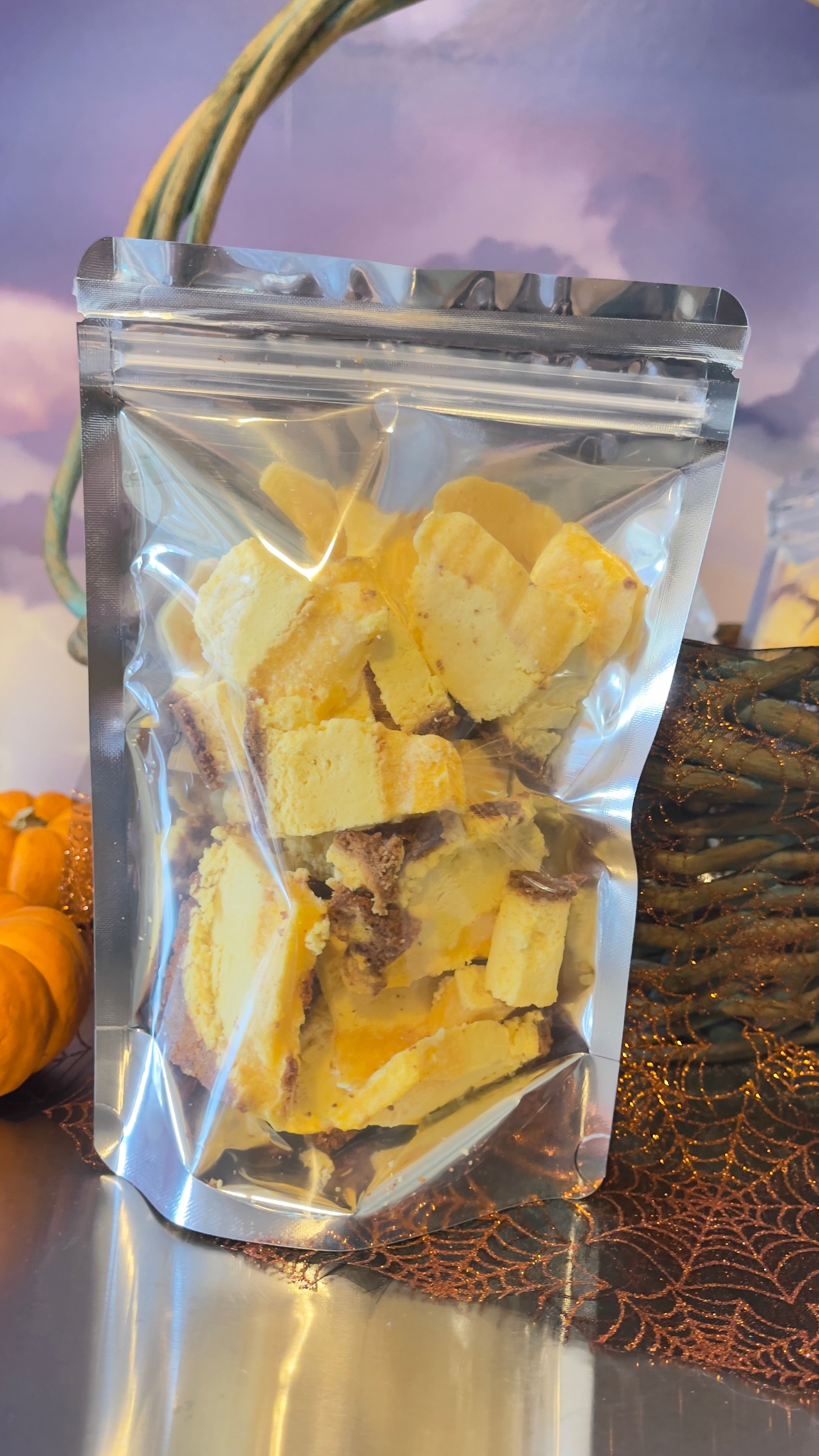 Peach Freeze-Dried Cheesecake Bites